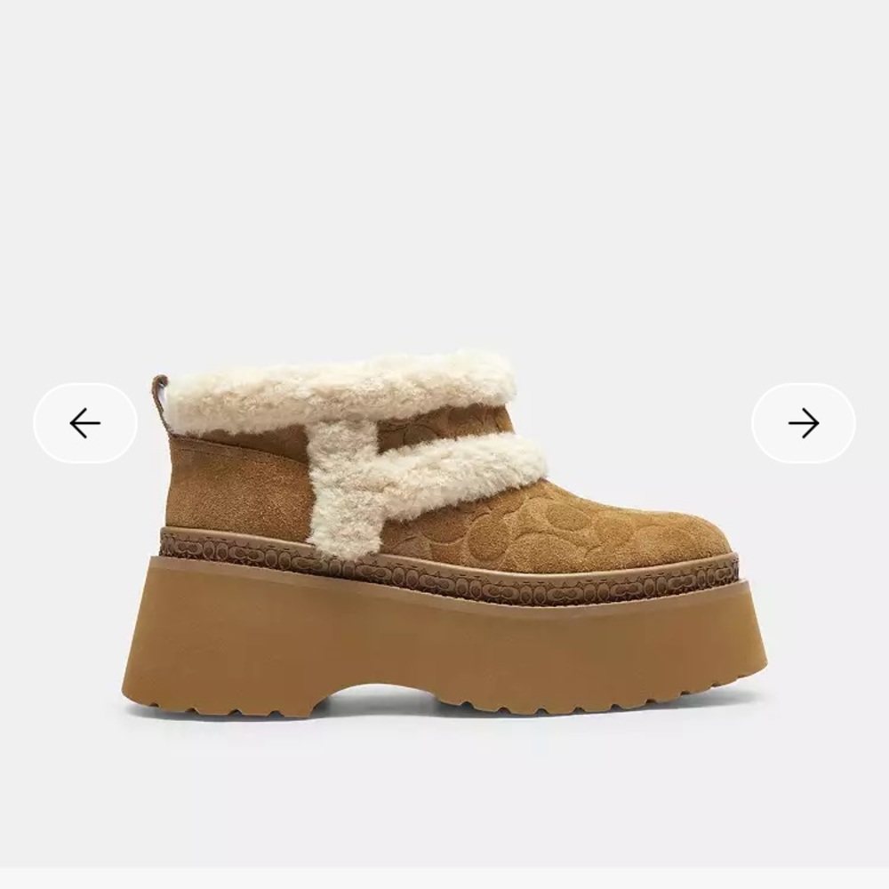 Coach Brown Shearling Platform Booties - Picture 7 of 7